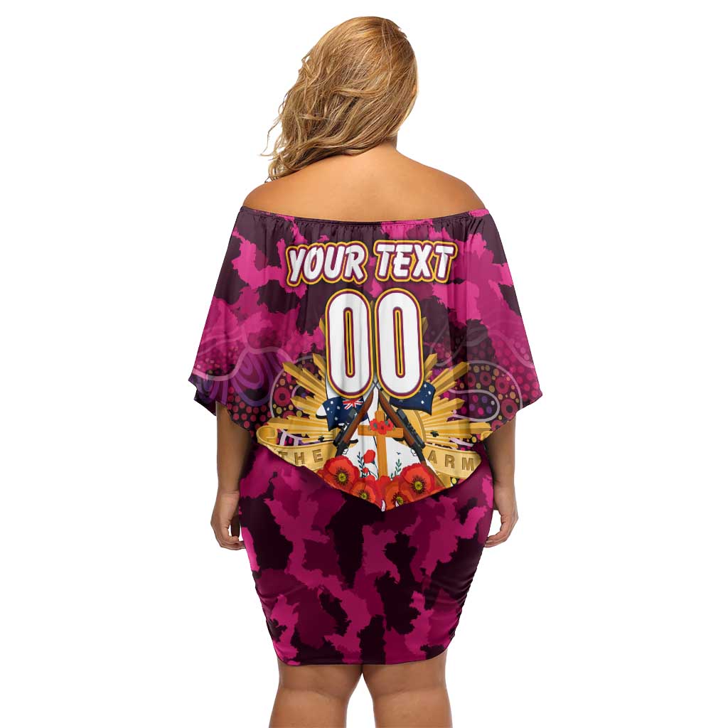 Personalized Broncos ANZAC Day Off Shoulder Short Dress Australian Army - Lest We Forget