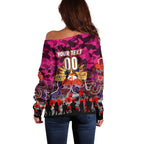 Personalized Broncos ANZAC Day Off Shoulder Sweater Australian Army - Lest We Forget