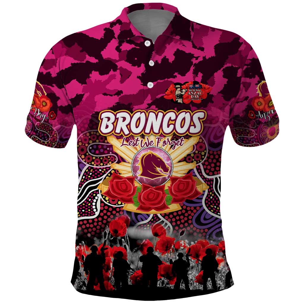 Personalized Broncos ANZAC Day Polo Shirt Australian Army - Lest We Forget