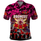 Personalized Broncos ANZAC Day Polo Shirt Australian Army - Lest We Forget