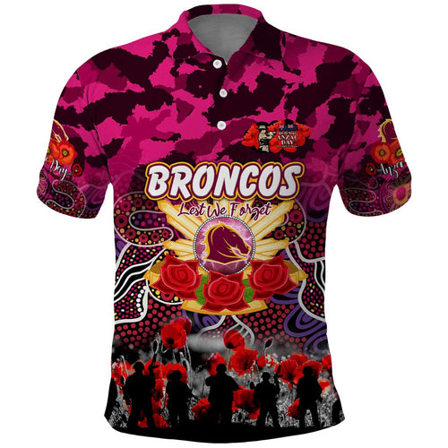 Personalized Broncos ANZAC Day Polo Shirt Australian Army - Lest We Forget