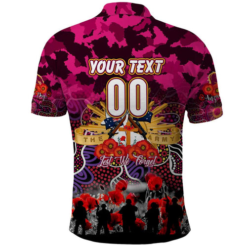 Personalized Broncos ANZAC Day Polo Shirt Australian Army - Lest We Forget
