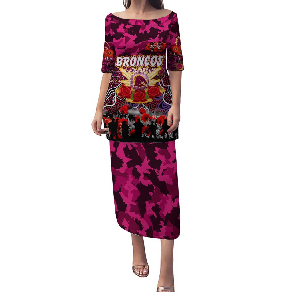 Personalized Broncos ANZAC Day Puletasi Australian Army - Lest We Forget