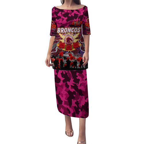 Personalized Broncos ANZAC Day Puletasi Australian Army - Lest We Forget