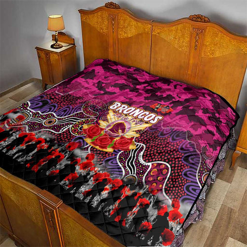 Broncos ANZAC Day Quilt Australian Army - Lest We Forget