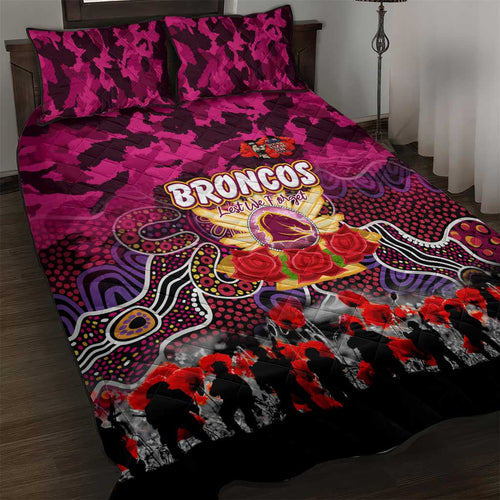 Broncos ANZAC Day Quilt Bed Set Australian Army - Lest We Forget