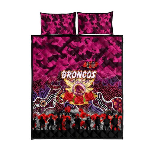 Broncos ANZAC Day Quilt Bed Set Australian Army - Lest We Forget