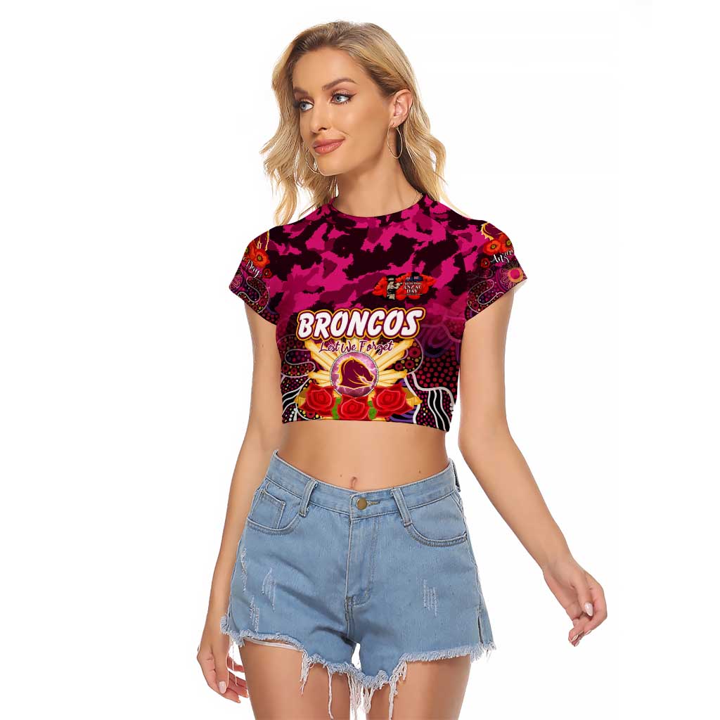 Personalized Broncos ANZAC Day Raglan Cropped T Shirt Australian Army - Lest We Forget