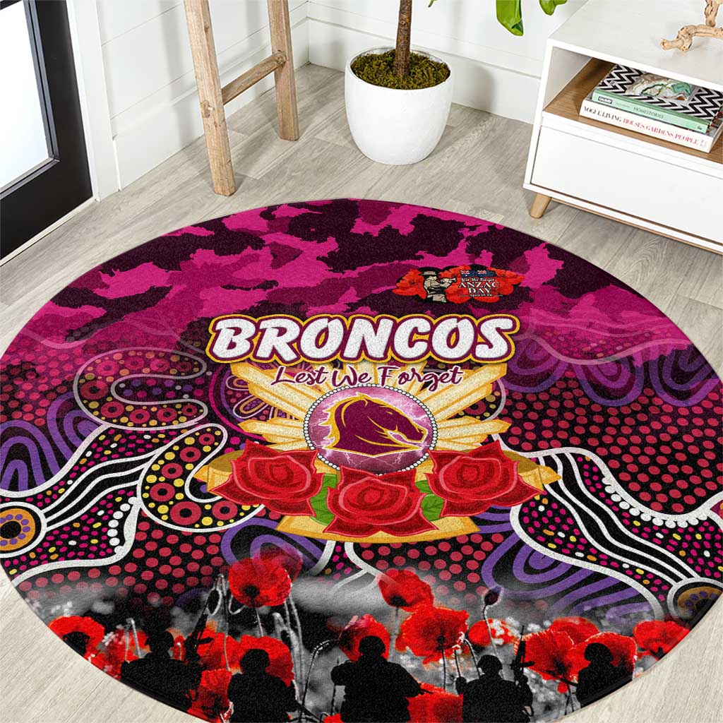 Broncos ANZAC Day Round Carpet Australian Army - Lest We Forget