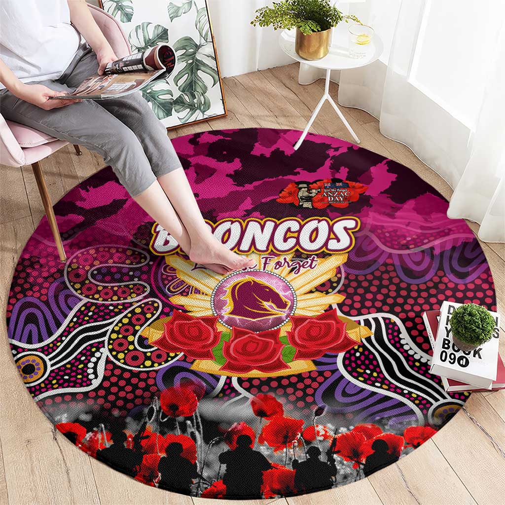 Broncos ANZAC Day Round Carpet Australian Army - Lest We Forget