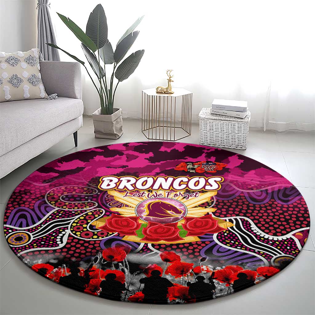 Broncos ANZAC Day Round Carpet Australian Army - Lest We Forget