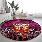 Broncos ANZAC Day Round Carpet Australian Army - Lest We Forget
