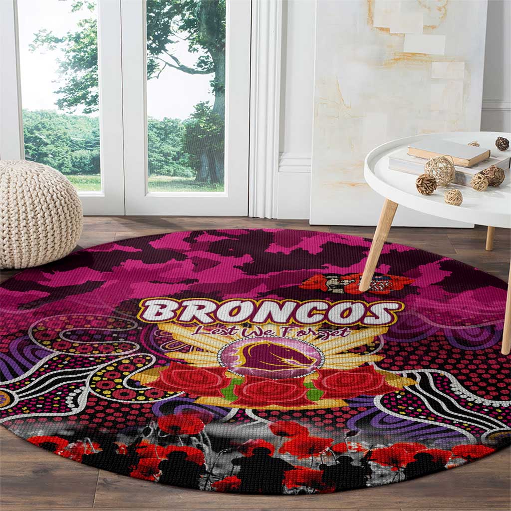 Broncos ANZAC Day Round Carpet Australian Army - Lest We Forget