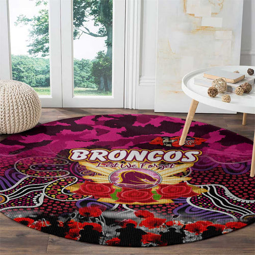 Broncos ANZAC Day Round Carpet Australian Army - Lest We Forget