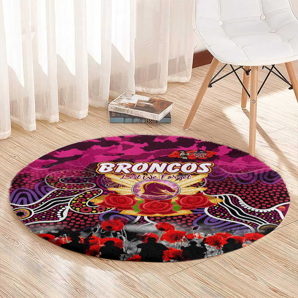 Broncos ANZAC Day Round Carpet Australian Army - Lest We Forget