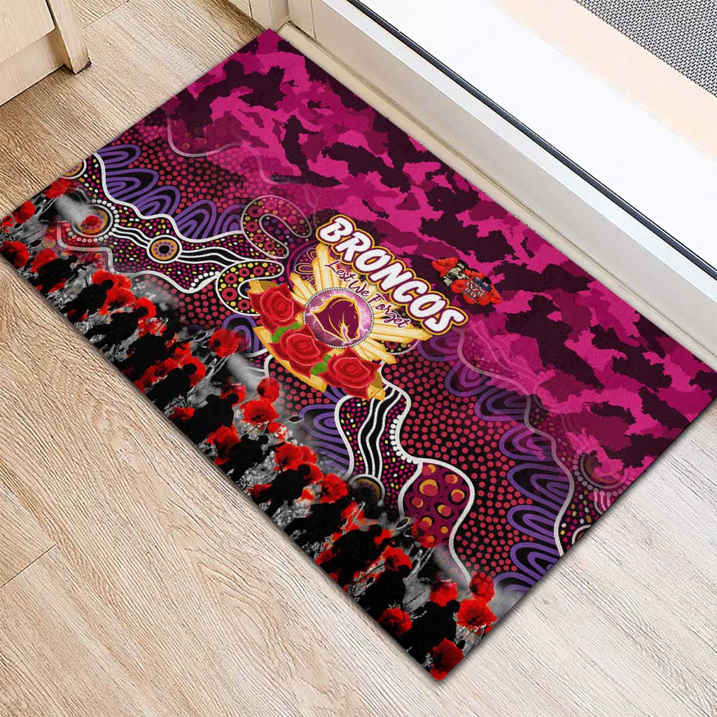 Broncos ANZAC Day Rubber Doormat Australian Army - Lest We Forget