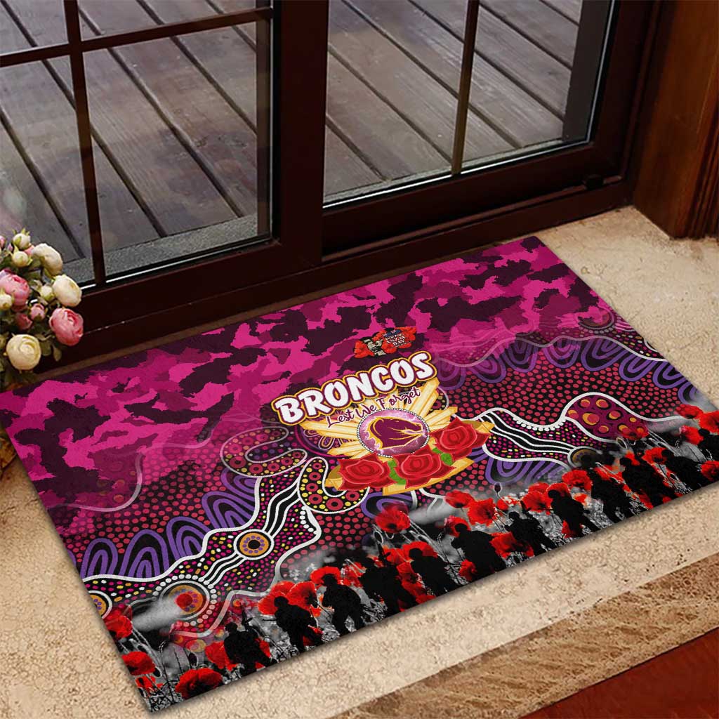 Broncos ANZAC Day Rubber Doormat Australian Army - Lest We Forget