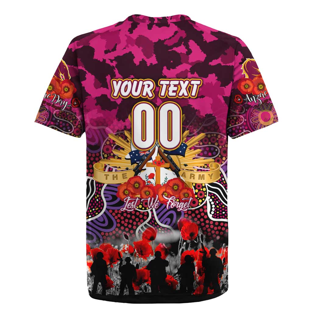 Personalized Broncos ANZAC Day Rugby Jersey Australian Army - Lest We Forget