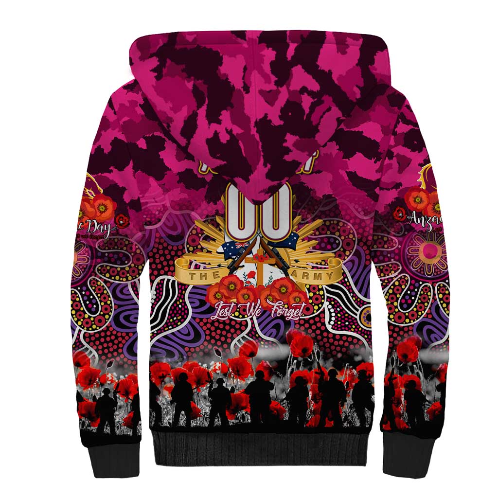 Personalized Broncos ANZAC Day Sherpa Hoodie Australian Army - Lest We Forget