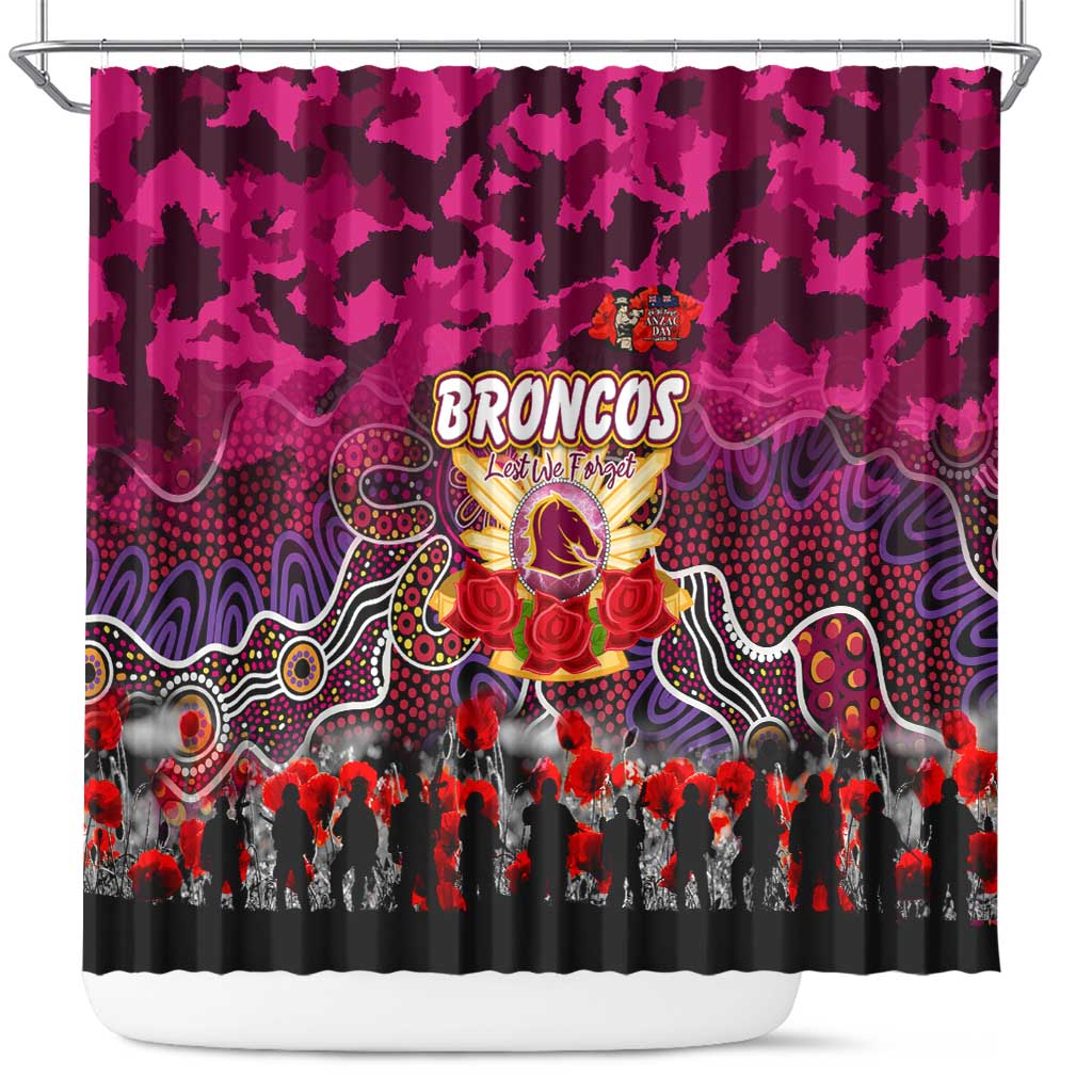 Broncos ANZAC Day Shower Curtain Australian Army - Lest We Forget