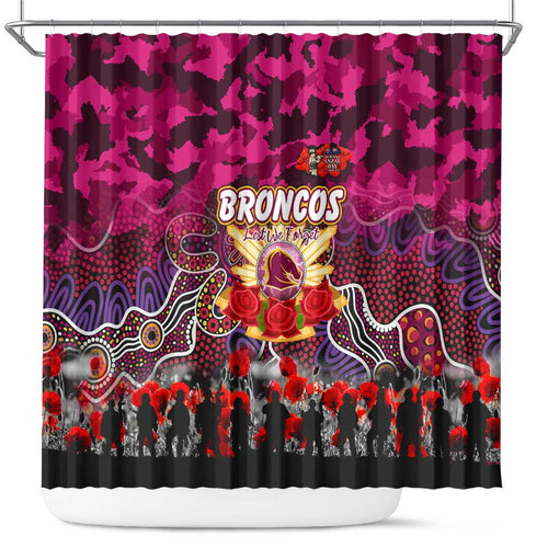 Broncos ANZAC Day Shower Curtain Australian Army - Lest We Forget