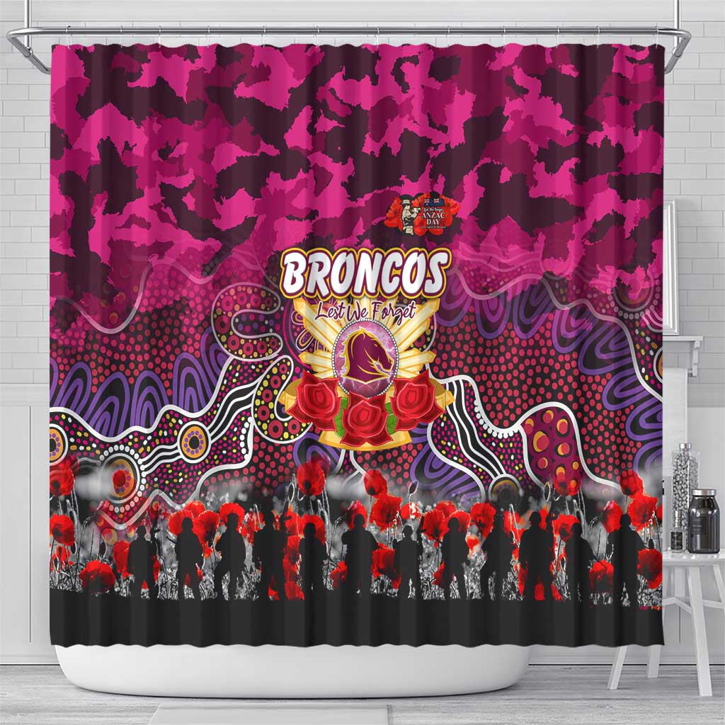Broncos ANZAC Day Shower Curtain Australian Army - Lest We Forget