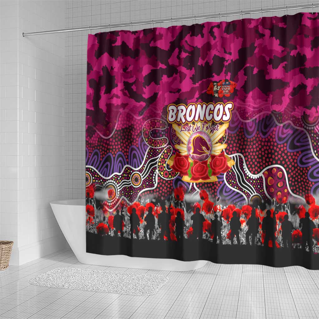 Broncos ANZAC Day Shower Curtain Australian Army - Lest We Forget
