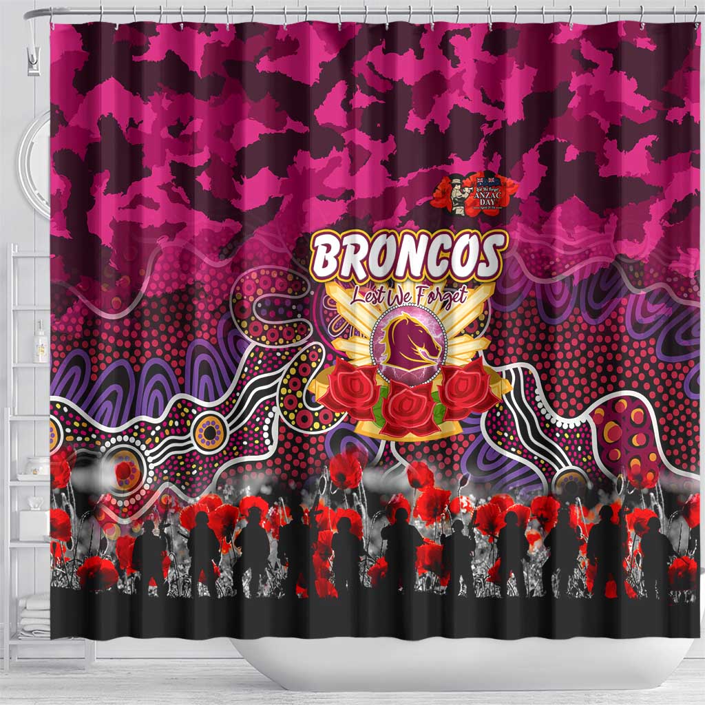 Broncos ANZAC Day Shower Curtain Australian Army - Lest We Forget