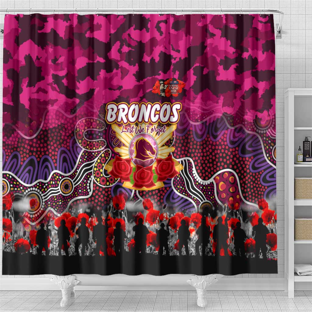 Broncos ANZAC Day Shower Curtain Australian Army - Lest We Forget