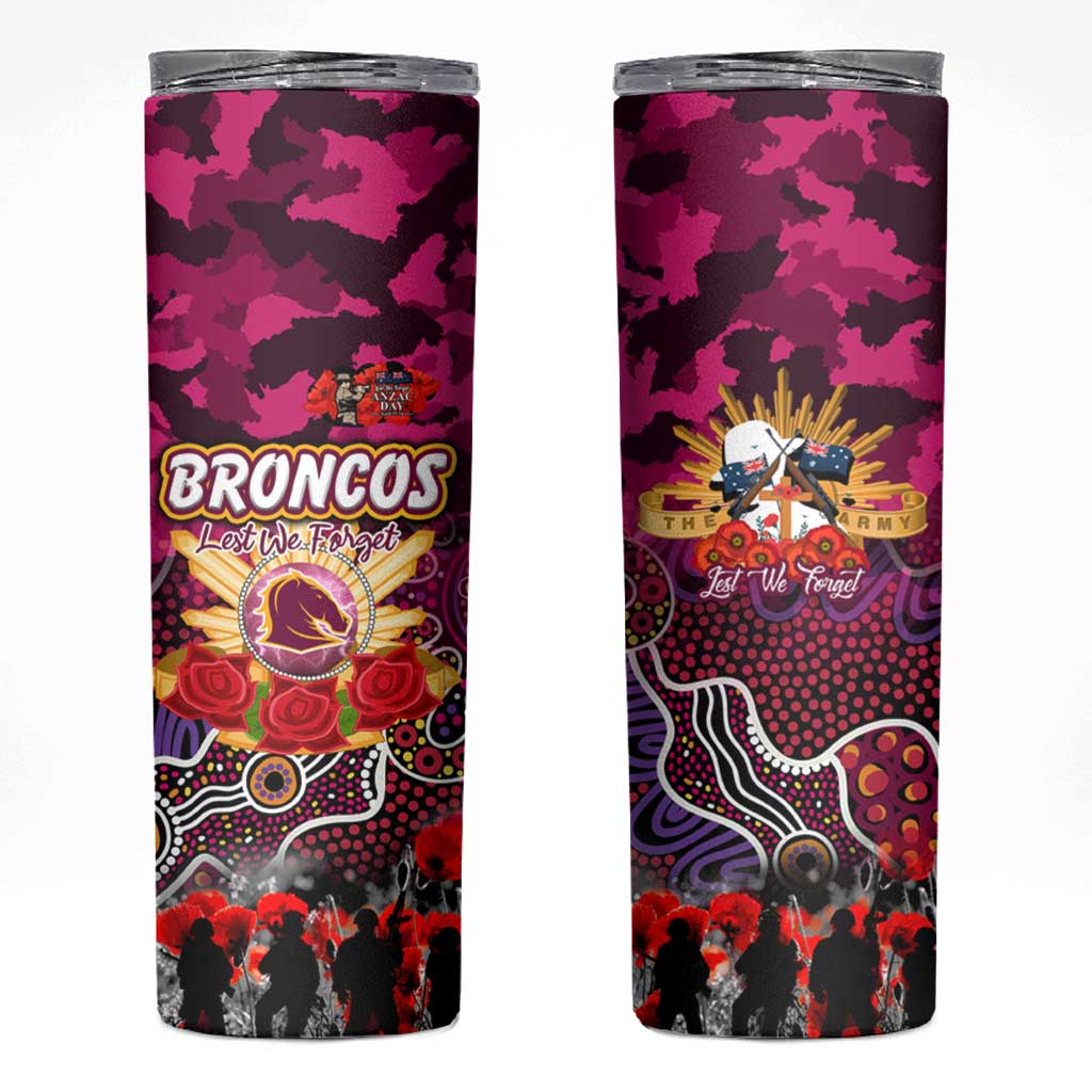 Personalized Broncos ANZAC Day Skinny Tumbler Australian Army - Lest We Forget