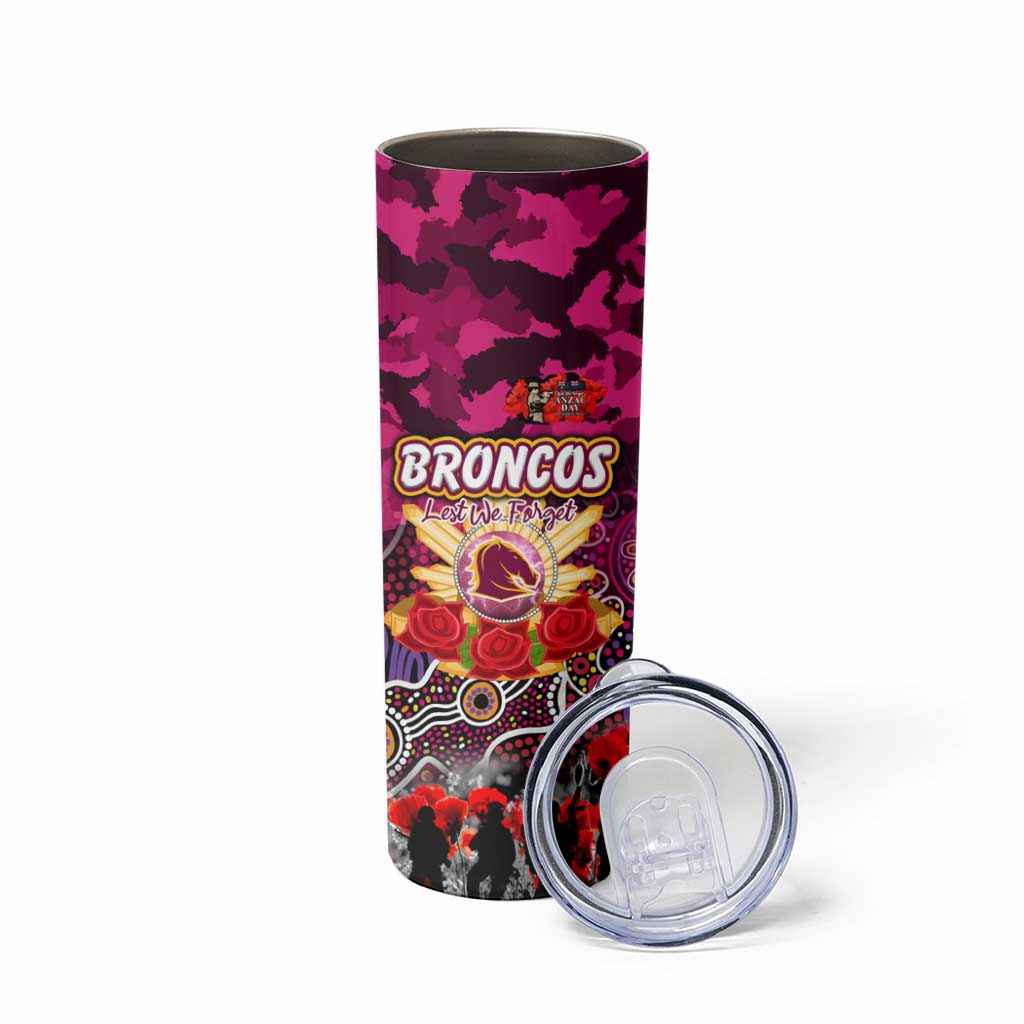 Personalized Broncos ANZAC Day Skinny Tumbler Australian Army - Lest We Forget
