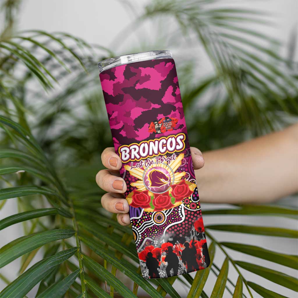 Personalized Broncos ANZAC Day Skinny Tumbler Australian Army - Lest We Forget