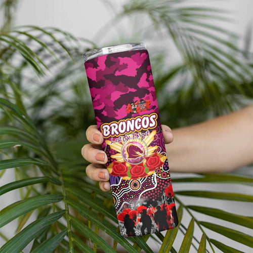 Personalized Broncos ANZAC Day Skinny Tumbler Australian Army - Lest We Forget