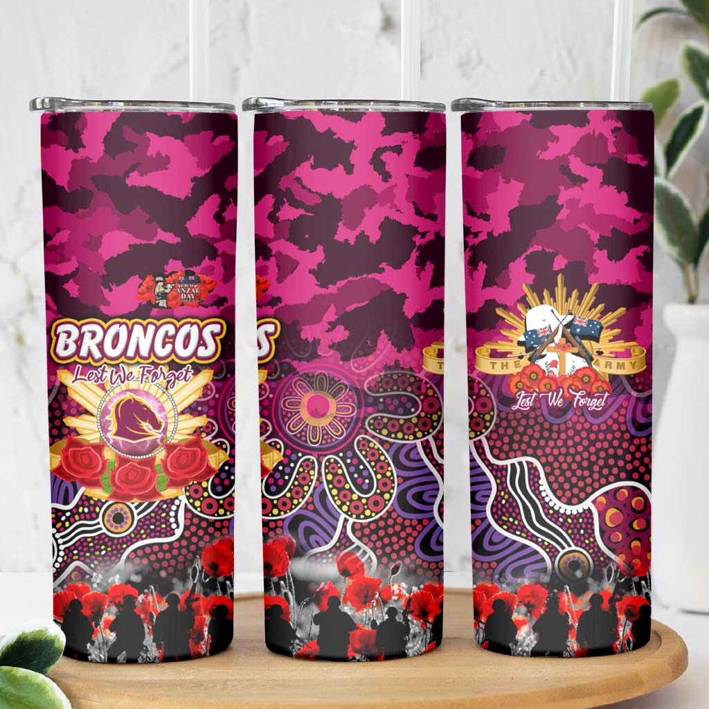 Personalized Broncos ANZAC Day Skinny Tumbler Australian Army - Lest We Forget