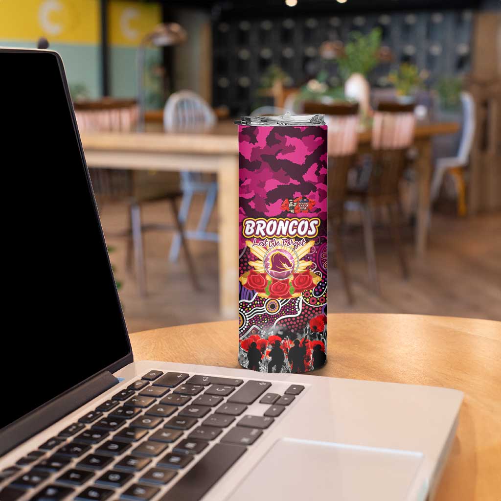 Personalized Broncos ANZAC Day Skinny Tumbler Australian Army - Lest We Forget