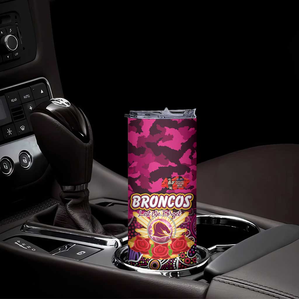 Personalized Broncos ANZAC Day Skinny Tumbler Australian Army - Lest We Forget