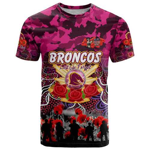 Personalized Broncos ANZAC Day T Shirt Australian Army - Lest We Forget