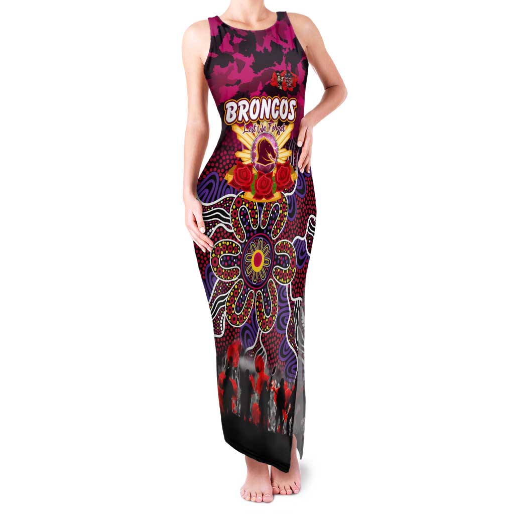 Personalized Broncos ANZAC Day Tank Maxi Dress Australian Army - Lest We Forget