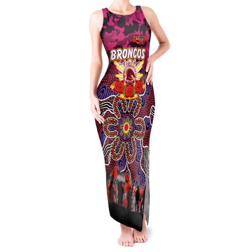 Personalized Broncos ANZAC Day Tank Maxi Dress Australian Army - Lest We Forget