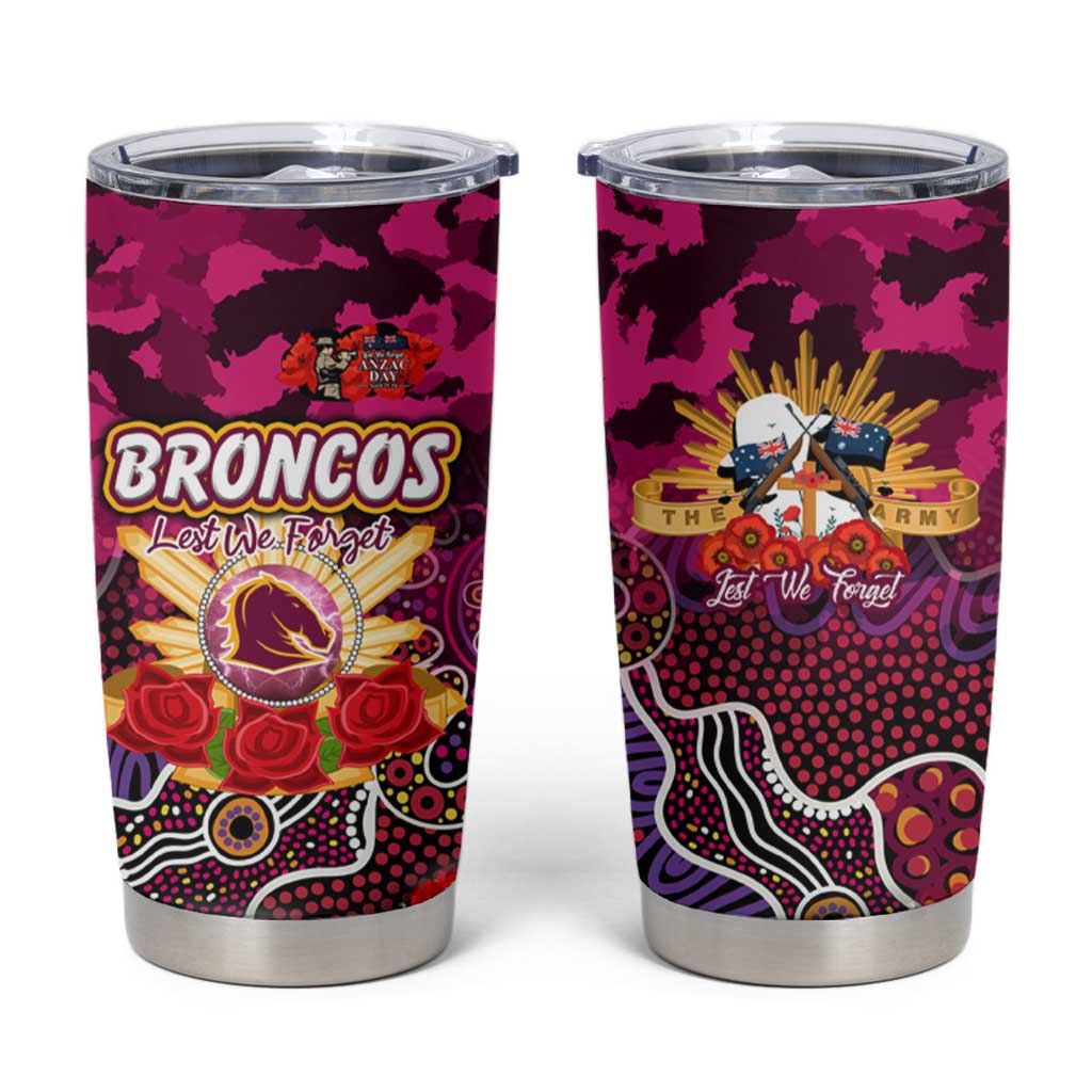 Personalized Broncos ANZAC Day Tumbler Cup Australian Army - Lest We Forget