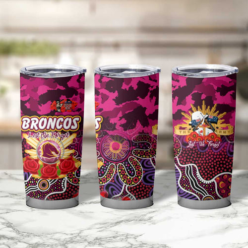 Personalized Broncos ANZAC Day Tumbler Cup Australian Army - Lest We Forget