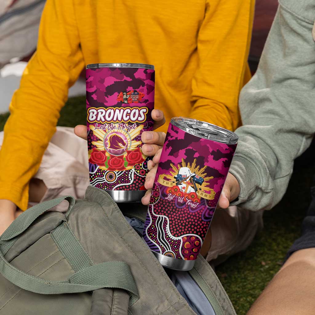Personalized Broncos ANZAC Day Tumbler Cup Australian Army - Lest We Forget