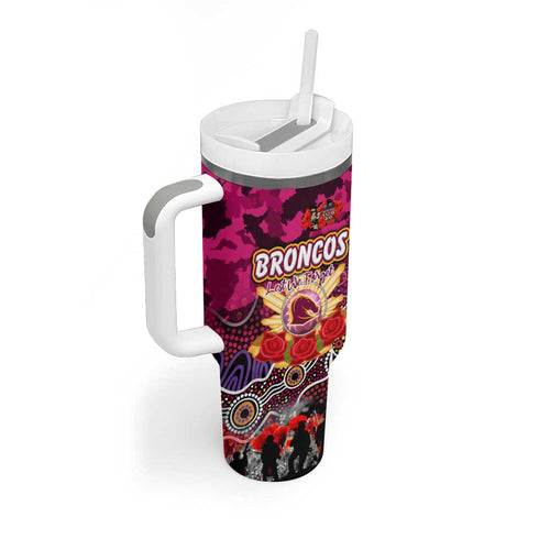 Personalized Broncos ANZAC Day Tumbler With Handle Australian Army - Lest We Forget