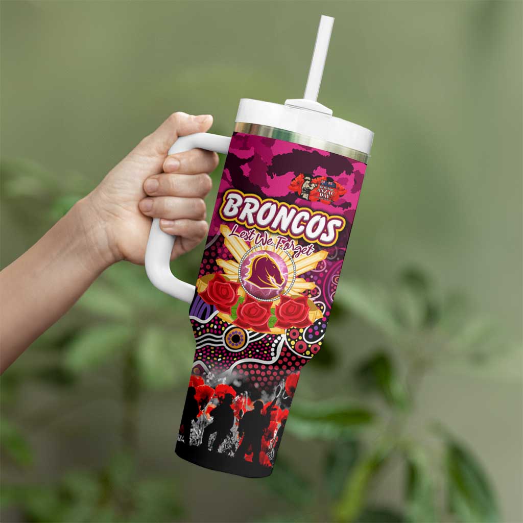 Personalized Broncos ANZAC Day Tumbler With Handle Australian Army - Lest We Forget