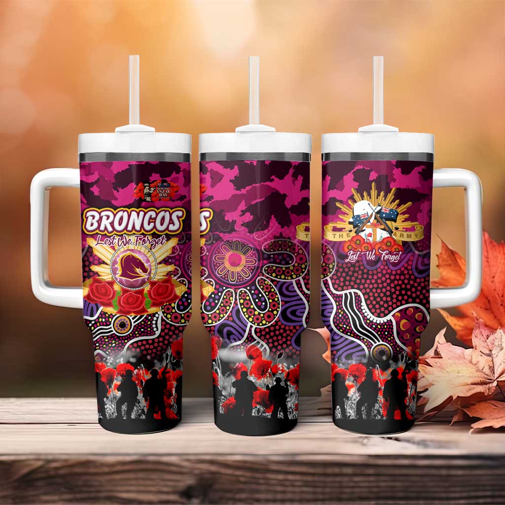 Personalized Broncos ANZAC Day Tumbler With Handle Australian Army - Lest We Forget