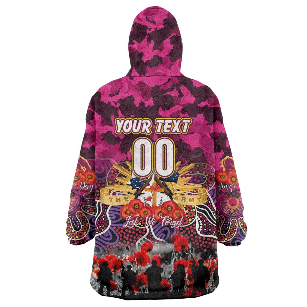 Personalized Broncos ANZAC Day Wearable Blanket Hoodie Australian Army - Lest We Forget
