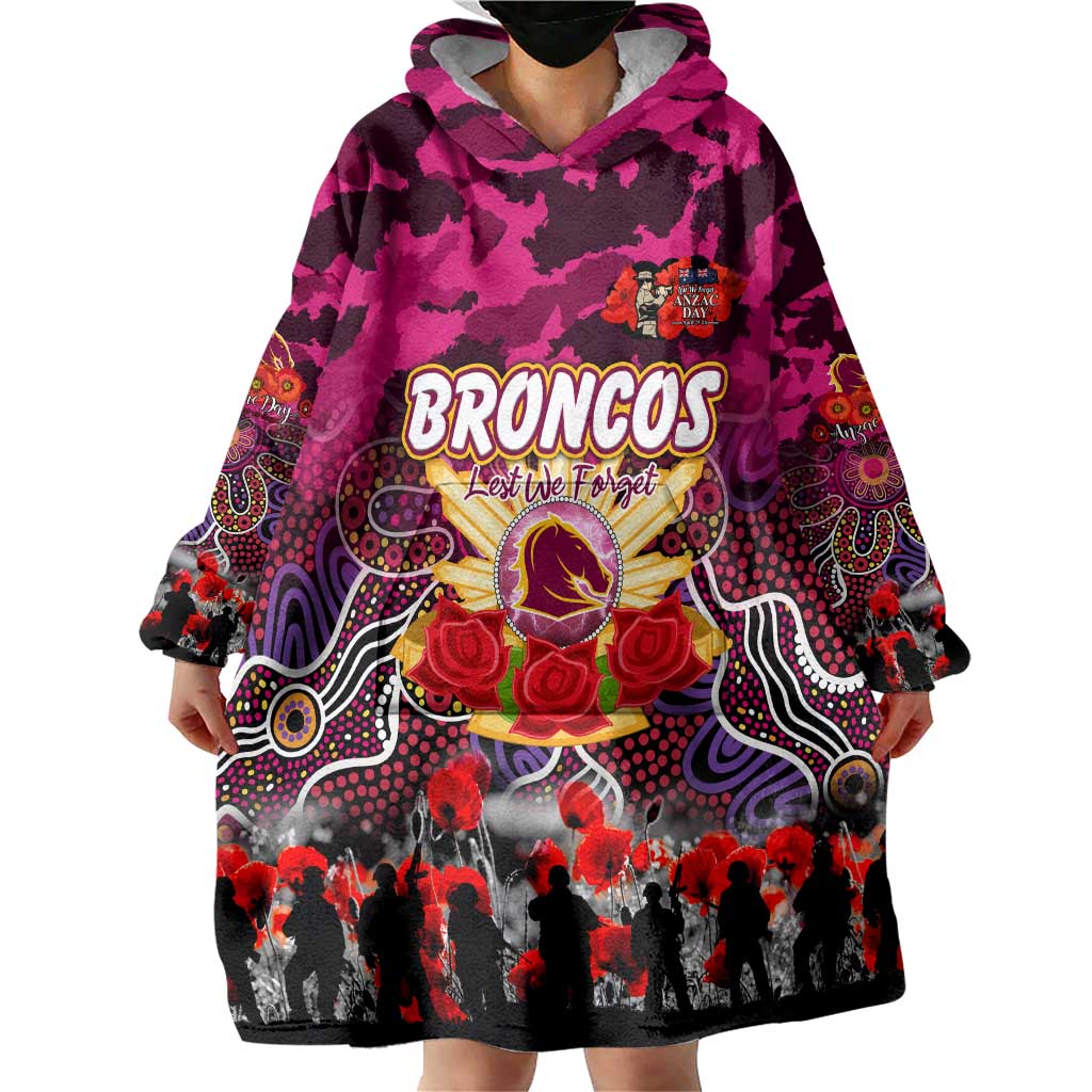 Personalized Broncos ANZAC Day Wearable Blanket Hoodie Australian Army - Lest We Forget