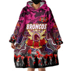 Personalized Broncos ANZAC Day Wearable Blanket Hoodie Australian Army - Lest We Forget