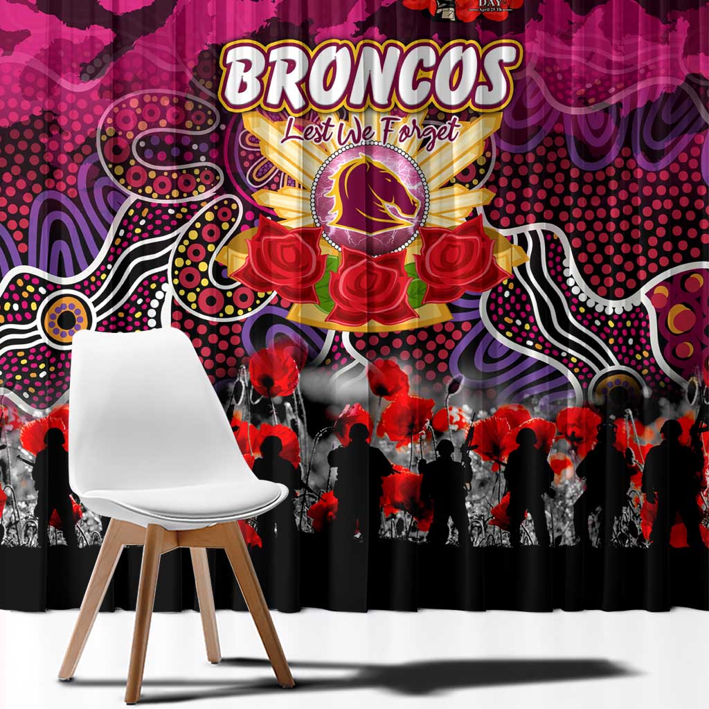 Broncos ANZAC Day Window Curtain Australian Army - Lest We Forget