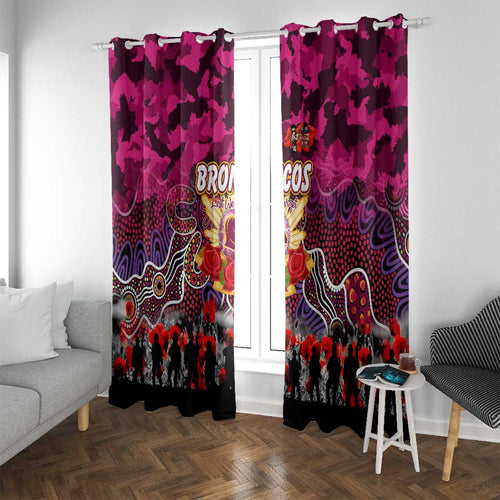 Broncos ANZAC Day Window Curtain Australian Army - Lest We Forget